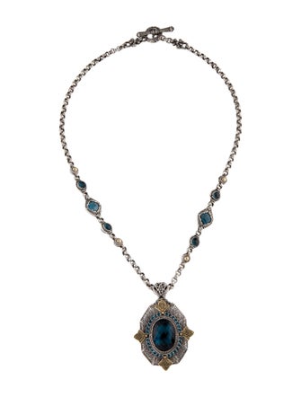 Konstantino Topaz & Garnet Pendant Necklace