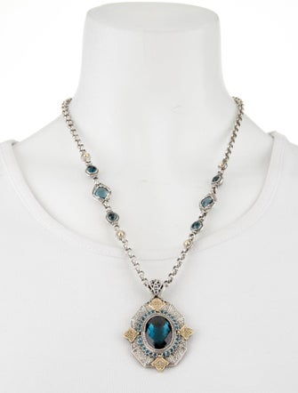 Konstantino Topaz & Garnet Pendant Necklace