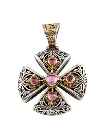 Konstantino Tourmaline & Garnet Maltese Cross Pendant