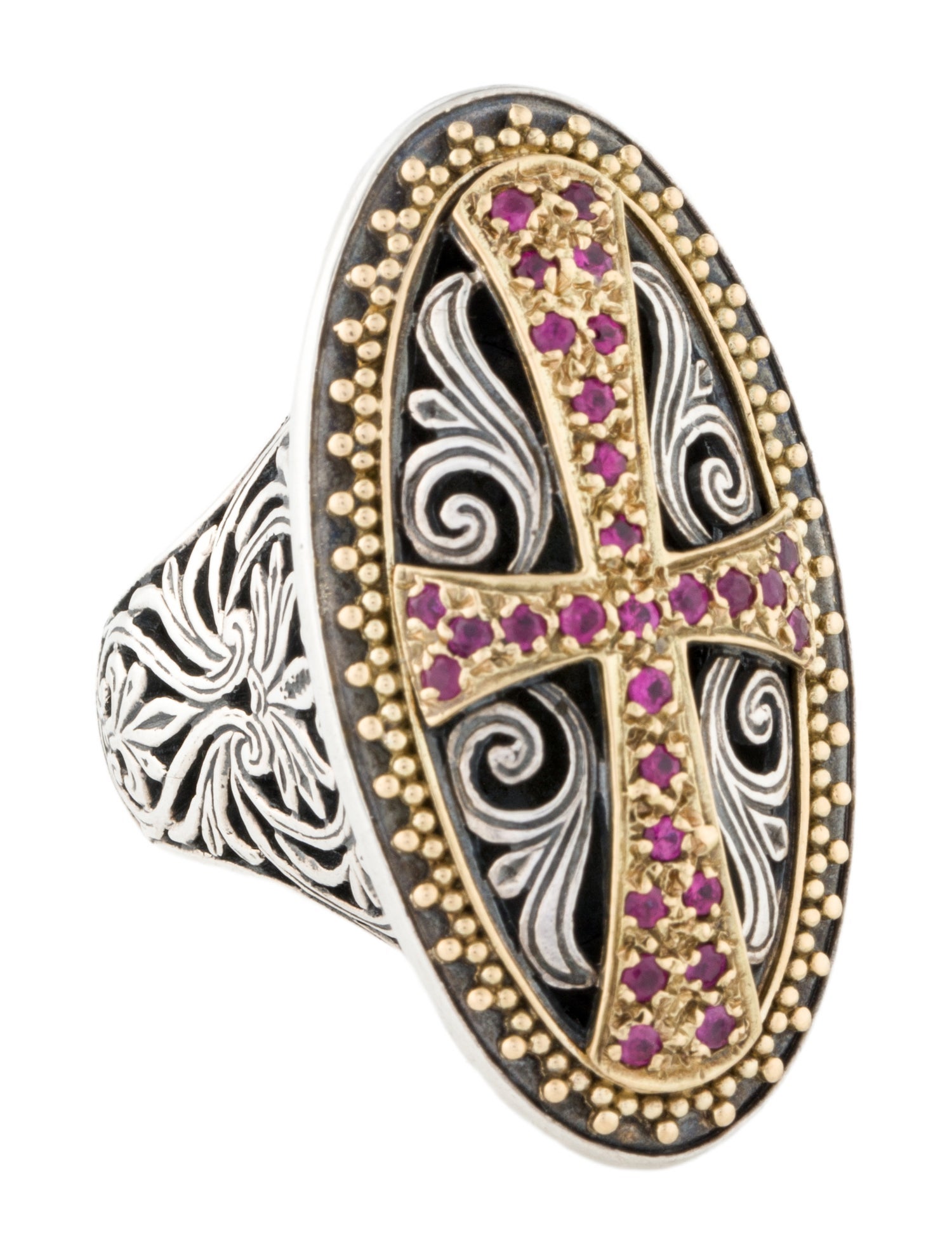 Konstantino Ruby Filigree Oval Cross Cocktail Ring