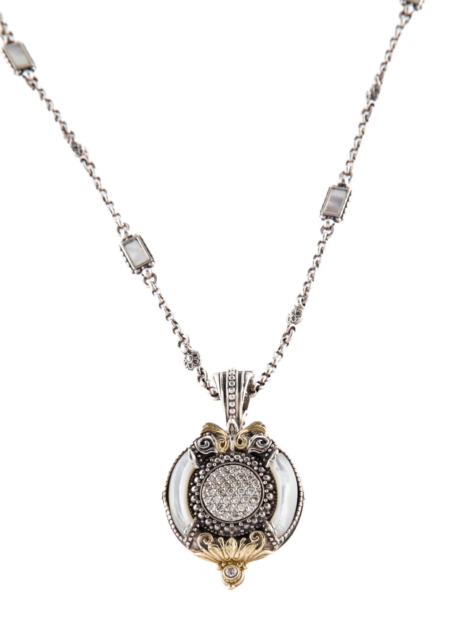 Konstantino Mother of Pearl & Diamond Pendant Necklace