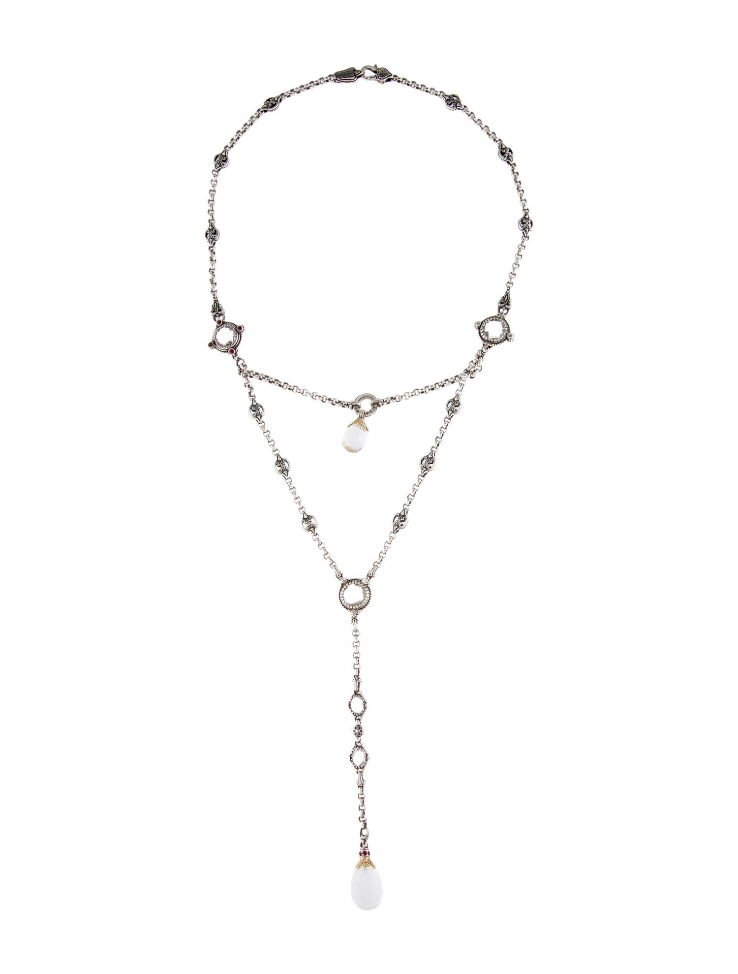 Konstantino Synthetic Ruby & Quartz Two-Tone Lavalier Necklace