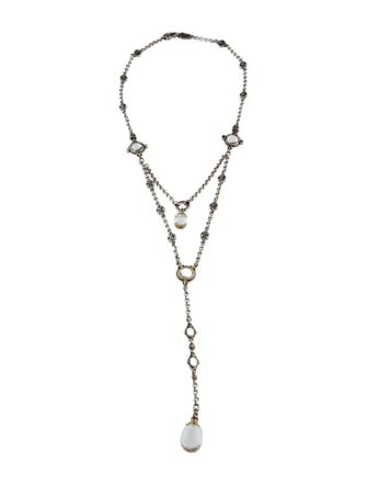 Konstantino Synthetic Ruby & Quartz Two-Tone Lavalier Necklace