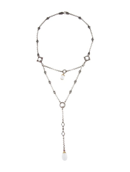 Konstantino Synthetic Ruby & Quartz Two-Tone Lavalier Necklace