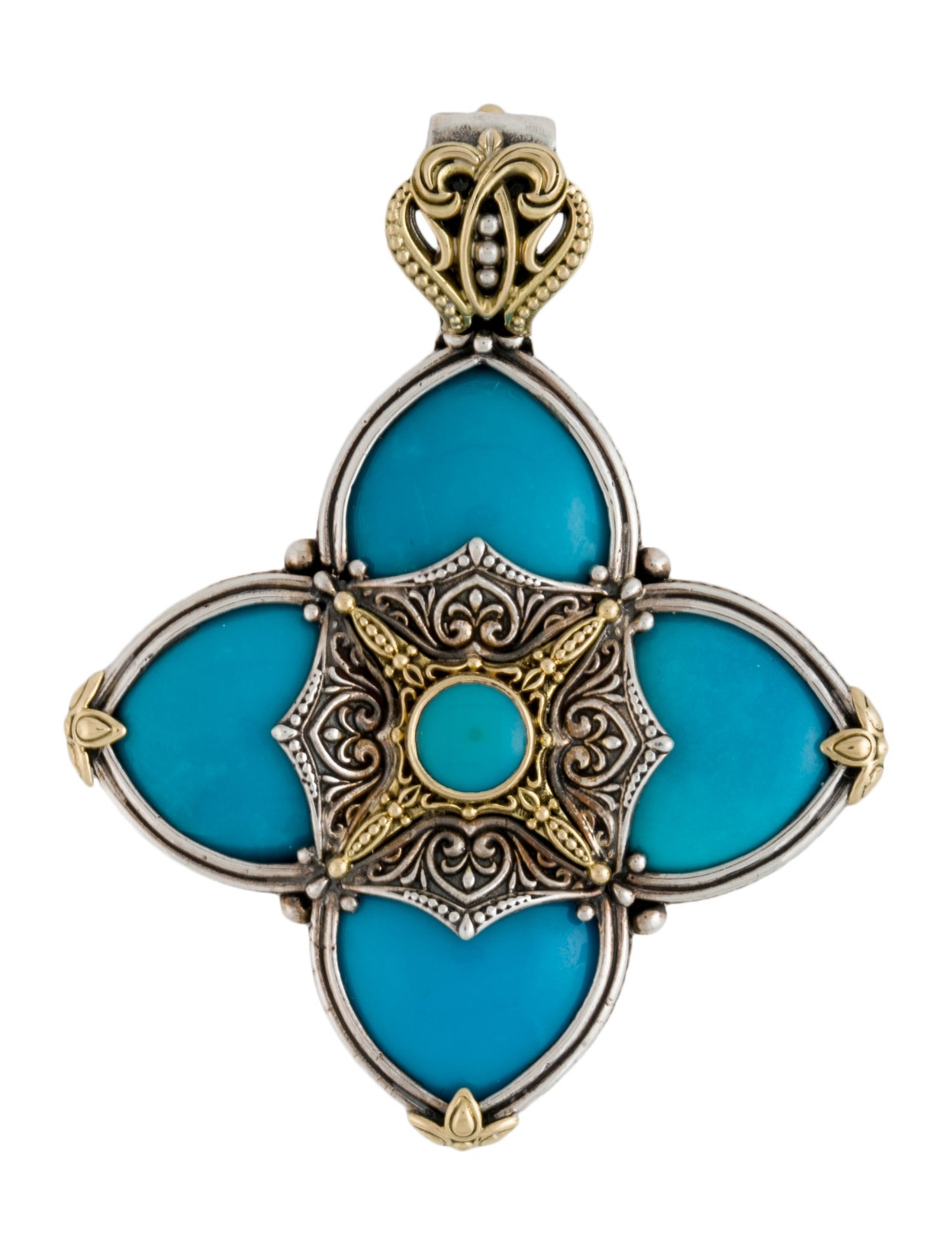 Konstantino Two-Tone Turquoise Floral Drop Pendant