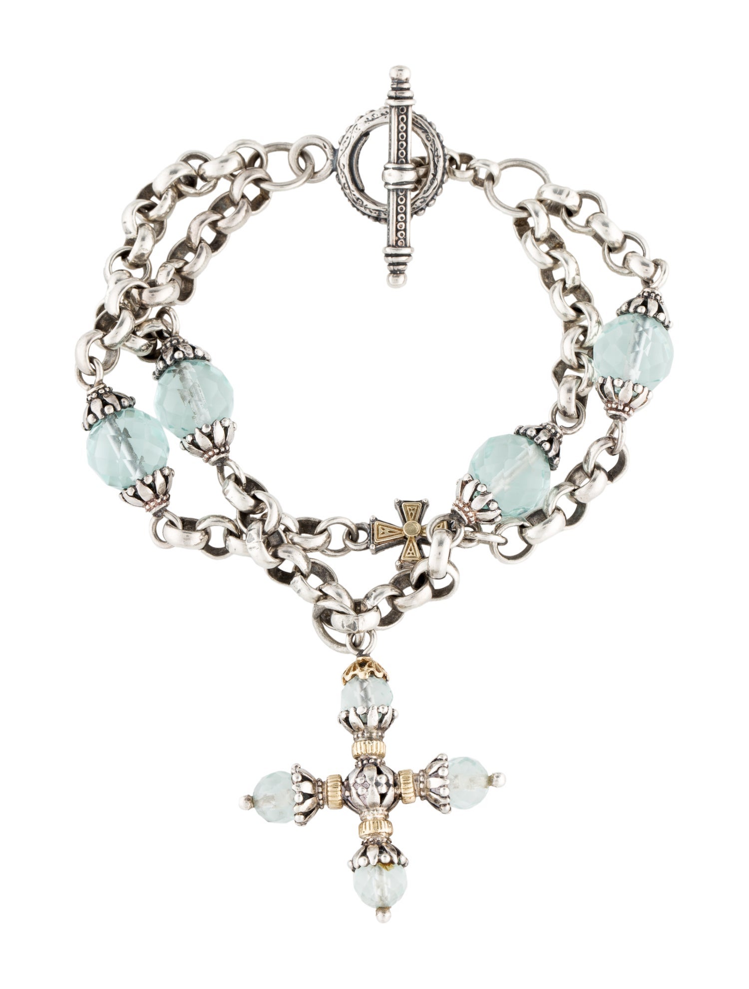 Konstantino Two-Tone Cross Charm Bracelet