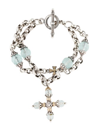 Konstantino Two-Tone Cross Charm Bracelet