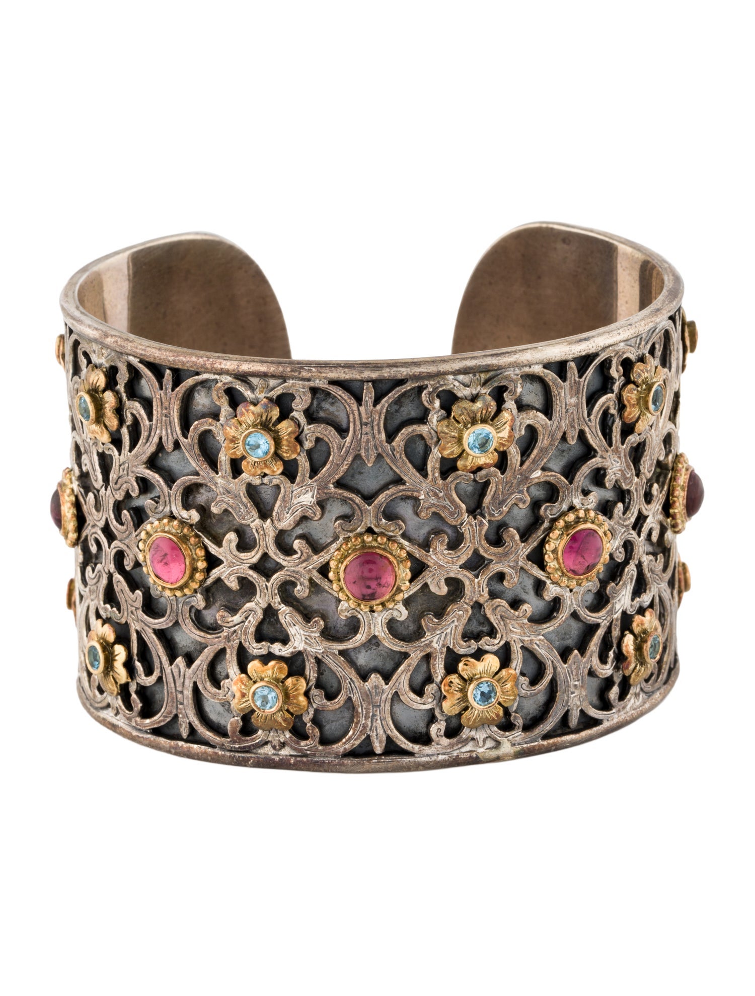Konstantino Topaz & Tourmaline Filigree Cuff Bracelet
