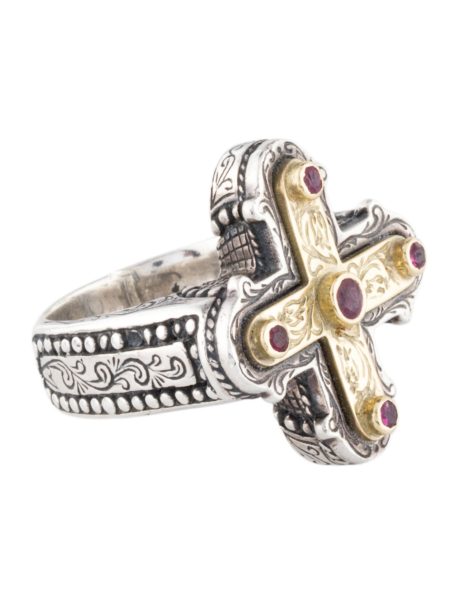 Konstantino Ruby Cross Cocktail Ring