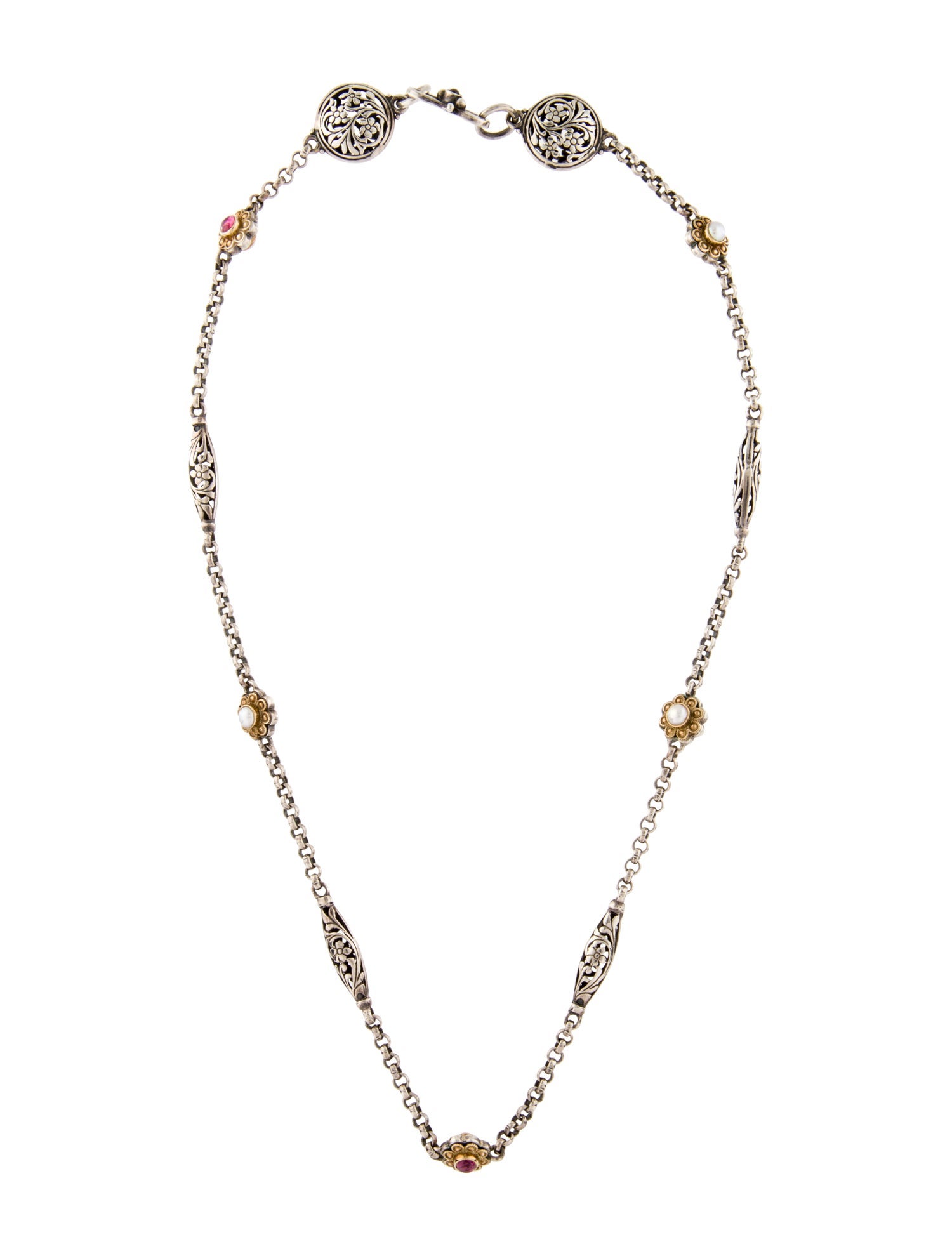 Konstantino Pearl & Tourmaline Station Necklace