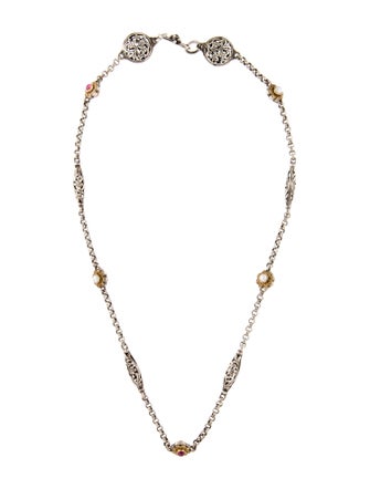 Konstantino Pearl & Tourmaline Station Necklace