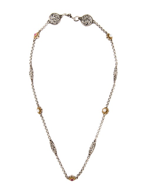 Konstantino Pearl & Tourmaline Station Necklace