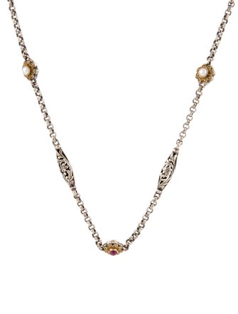 Konstantino Pearl & Tourmaline Station Necklace