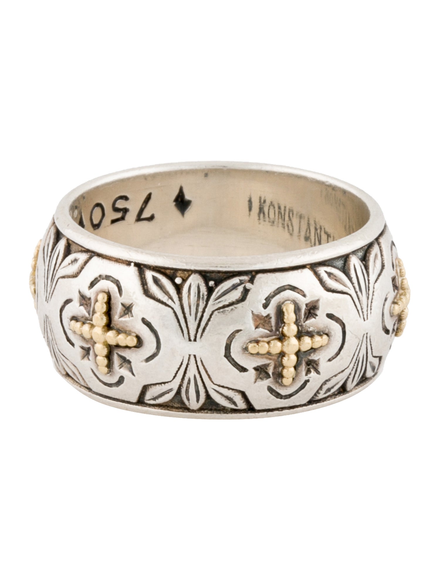 Konstantino Two-Tone Cross Milgrain Band