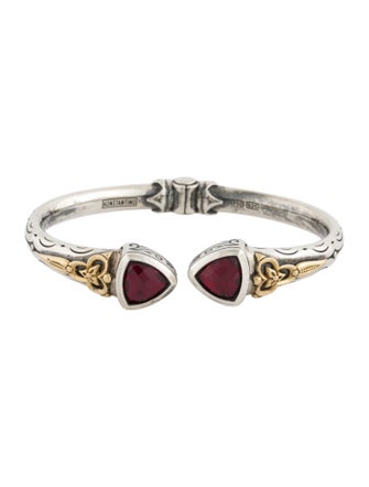 Konstantino Synthetic Ruby Two-Tone Anthos Hinge Cuff Bracelet