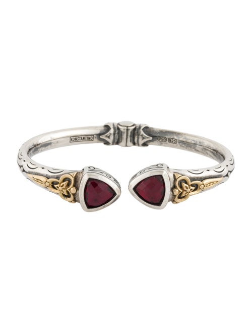 Konstantino Synthetic Ruby Two-Tone Anthos Hinge Cuff Bracelet