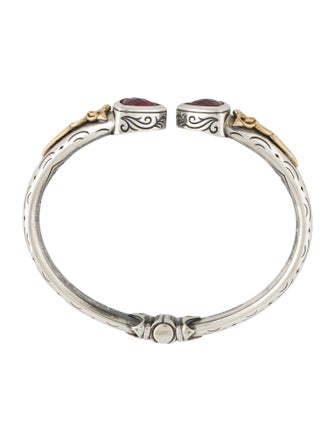 Konstantino Synthetic Ruby Two-Tone Anthos Hinge Cuff Bracelet