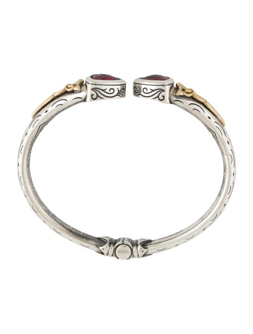 Konstantino Synthetic Ruby Two-Tone Anthos Hinge Cuff Bracelet