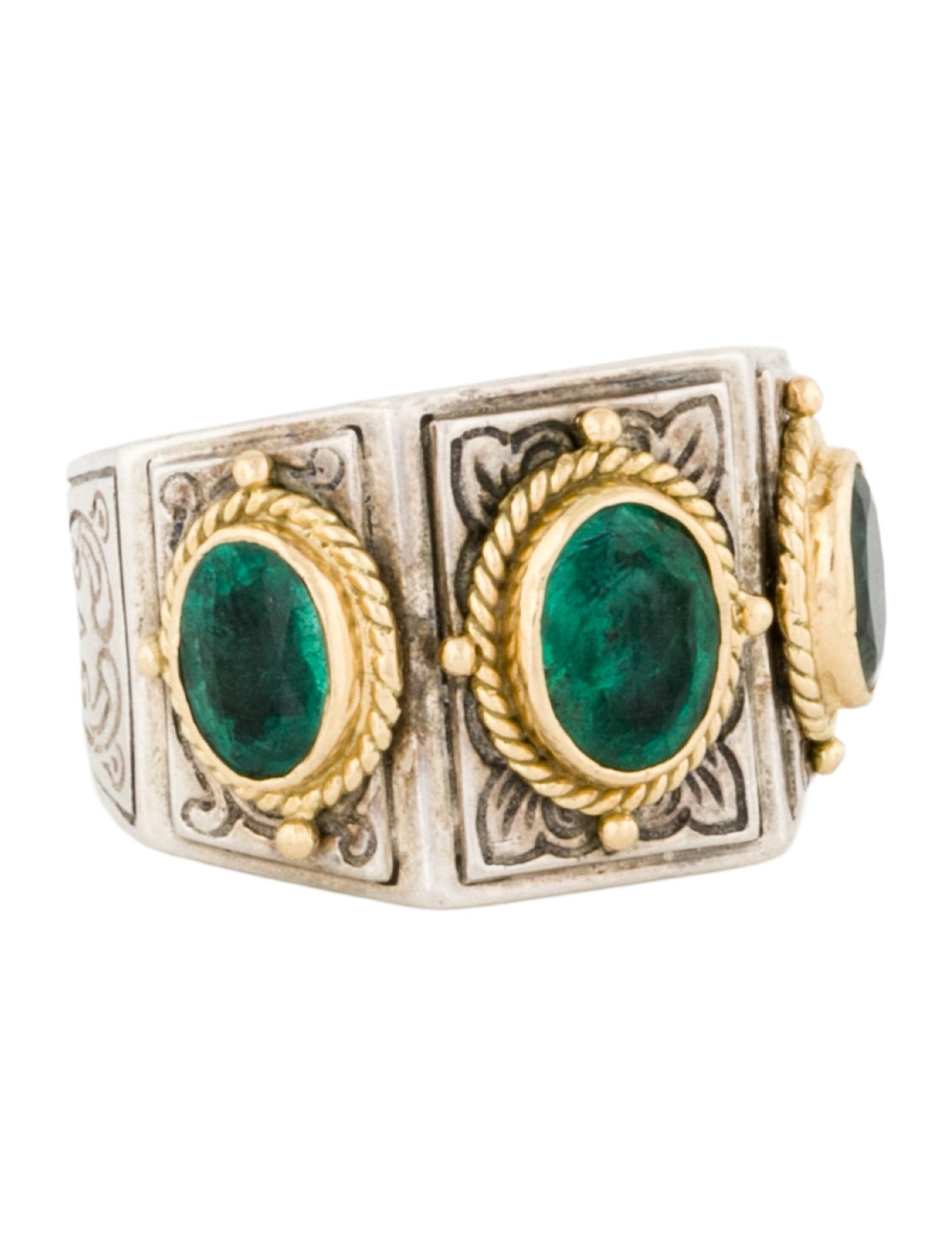 Konstantino Emerald 3-Stone Cocktail Ring