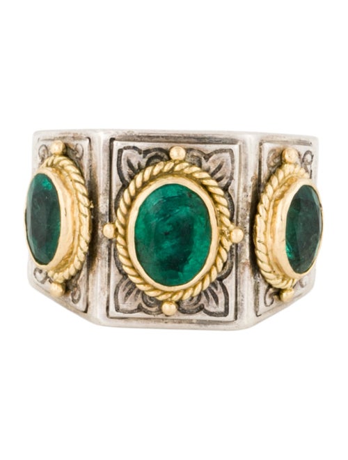 Konstantino Emerald 3-Stone Cocktail Ring