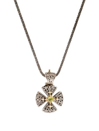 Konstantino Peridot Cross Pendant Necklace