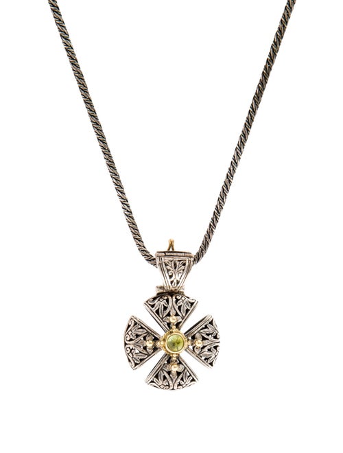 Konstantino Peridot Cross Pendant Necklace