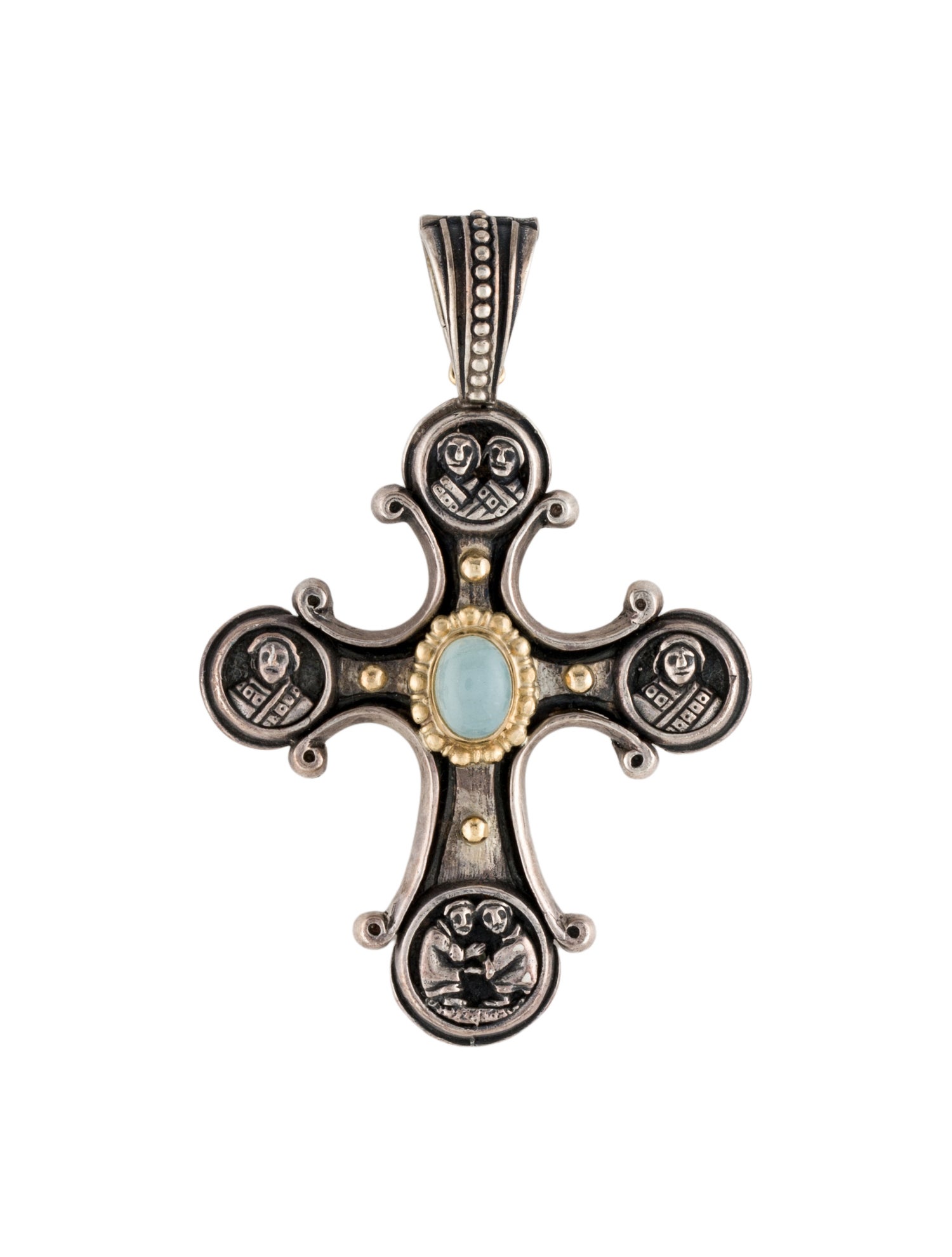 Konstantino Aquamarine Cross Pendant