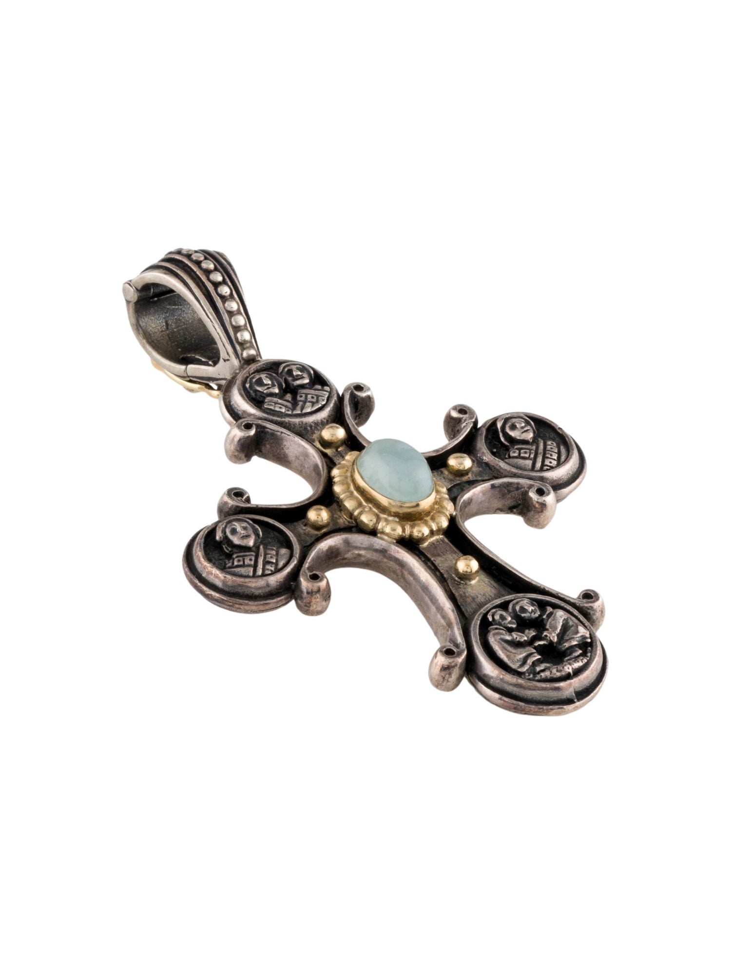 Konstantino Aquamarine Cross Pendant