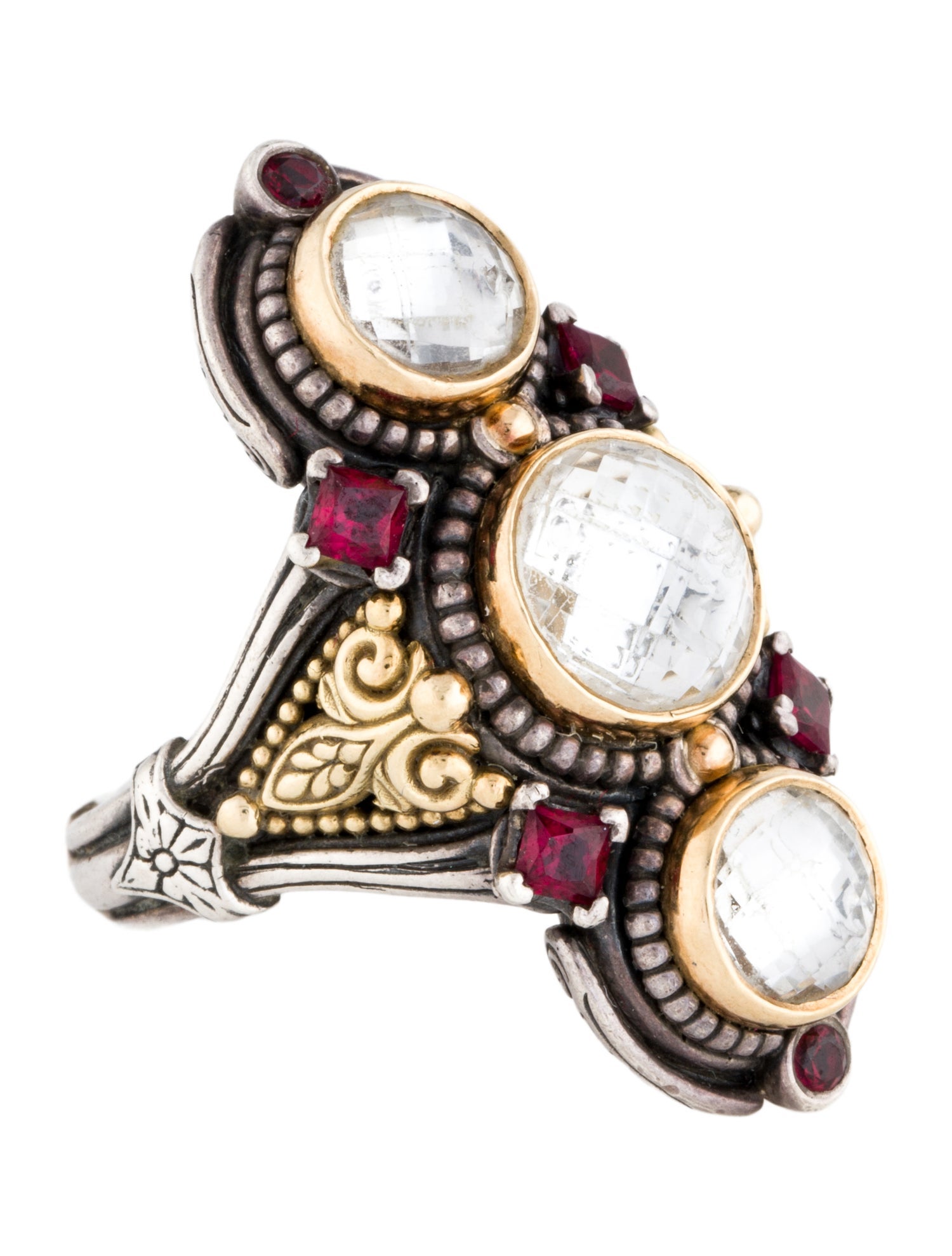 Konstantino Quartz & Synthetic Ruby Cocktail Ring