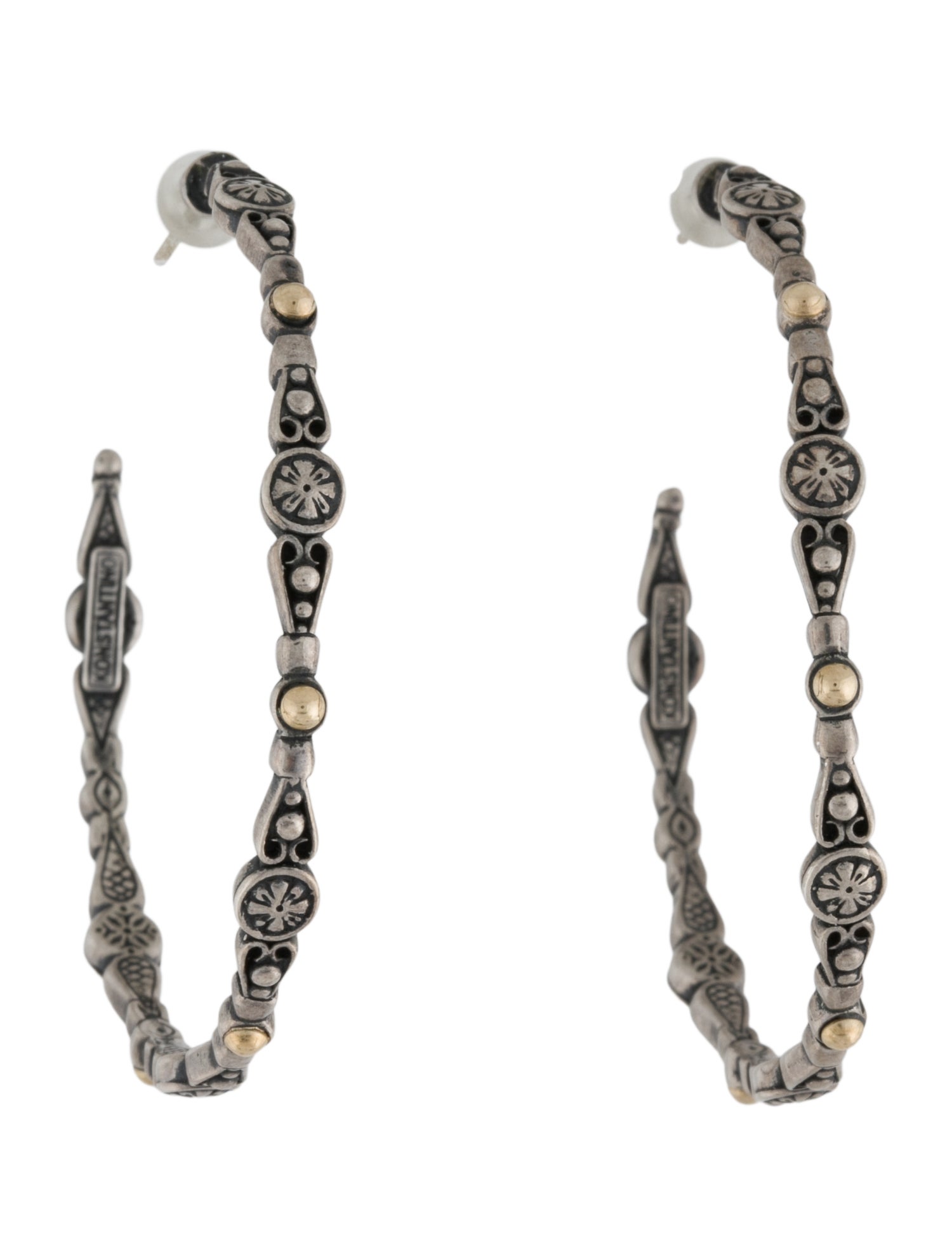Konstantino Two-Tone Large Dotted Hoop Earrings