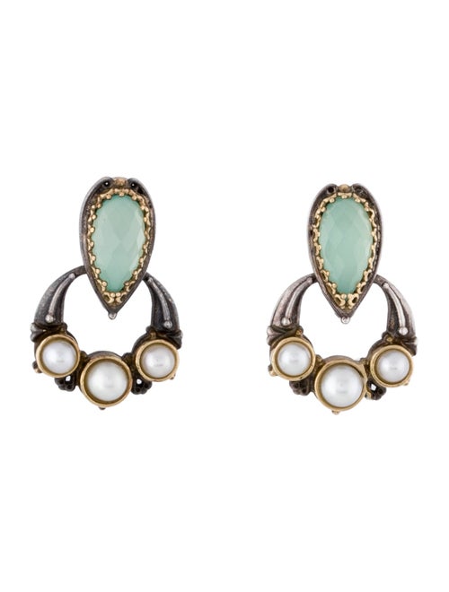 Konstantino Pearl & Dyed Chalcedony Drop Earrings
