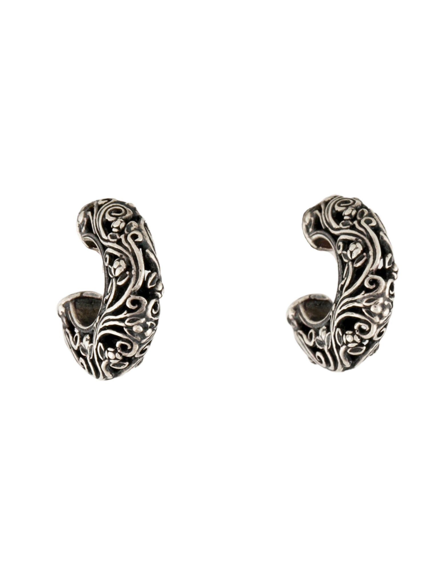 Konstantino Floral Etched Motif Hoop Earrings