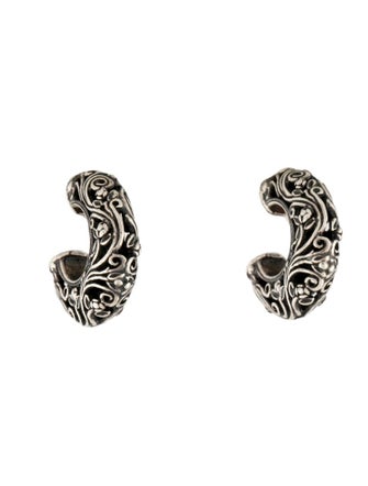 Konstantino Floral Etched Motif Hoop Earrings