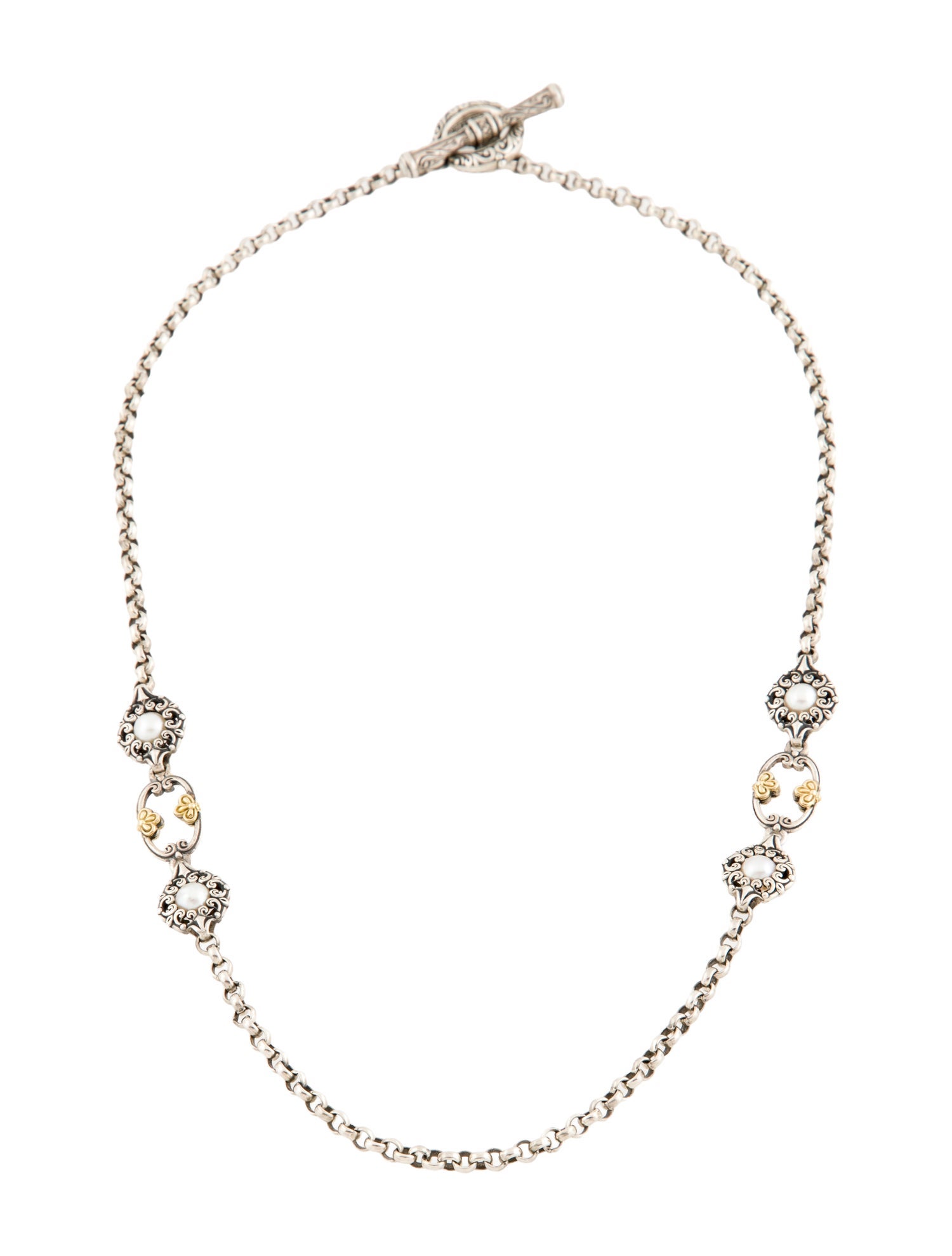 Konstantino Two-Tone Pearl Station Necklace