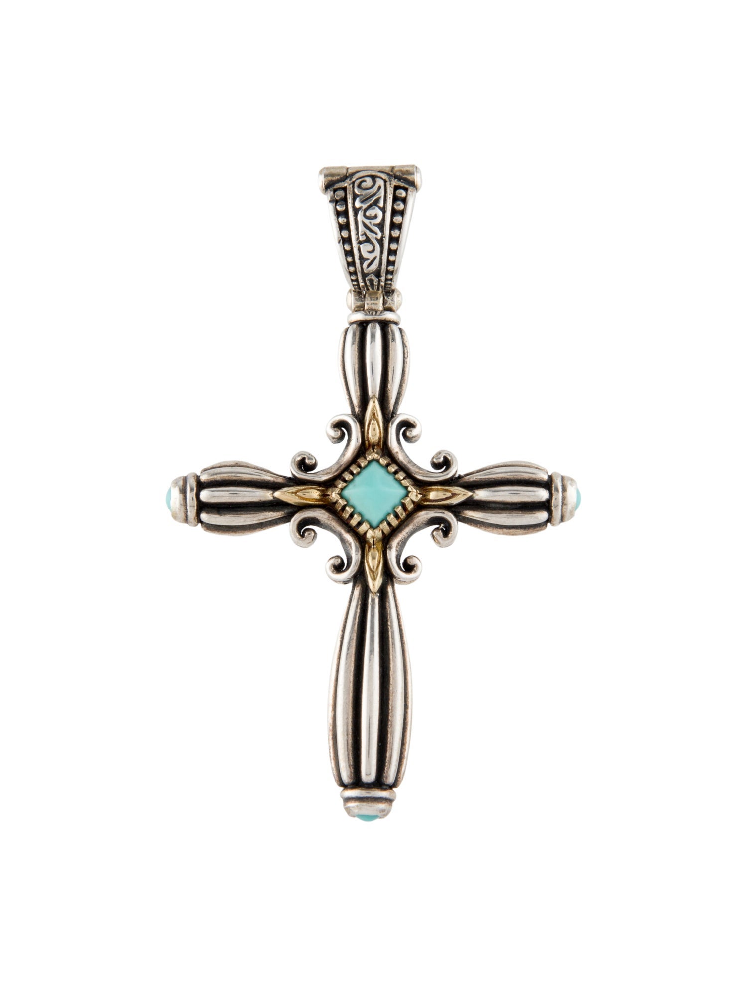 Konstantino Two-Tone Composite Turquoise Cross Pendant
