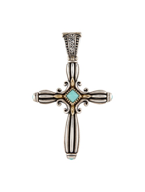 Konstantino Two-Tone Composite Turquoise Cross Pendant