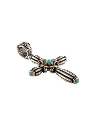 Konstantino Two-Tone Composite Turquoise Cross Pendant