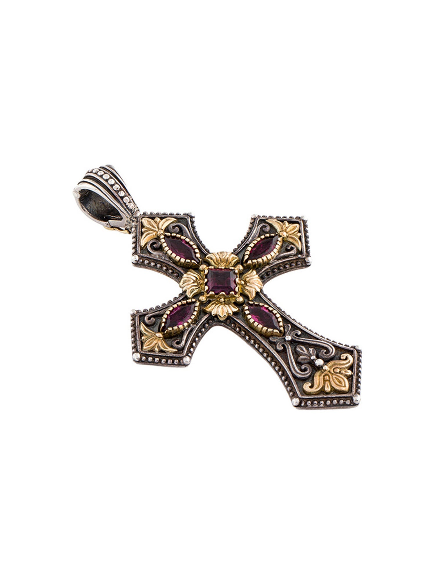 Konstantino Garnet Cross Pendant