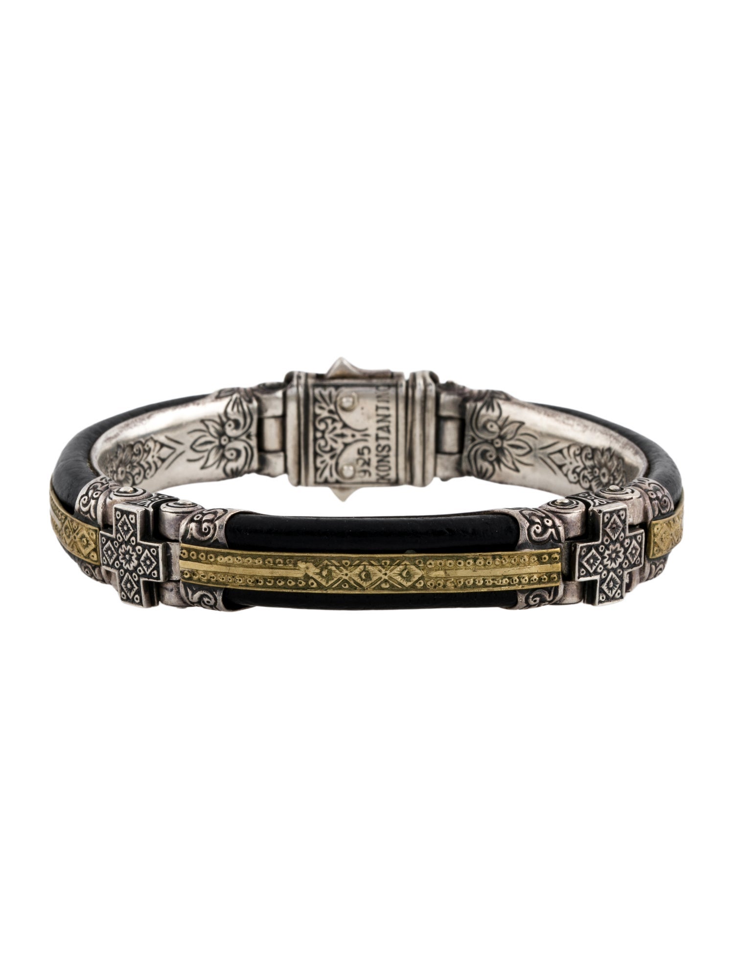 Konstantino Two-Tone Leather Byzantine Bracelet