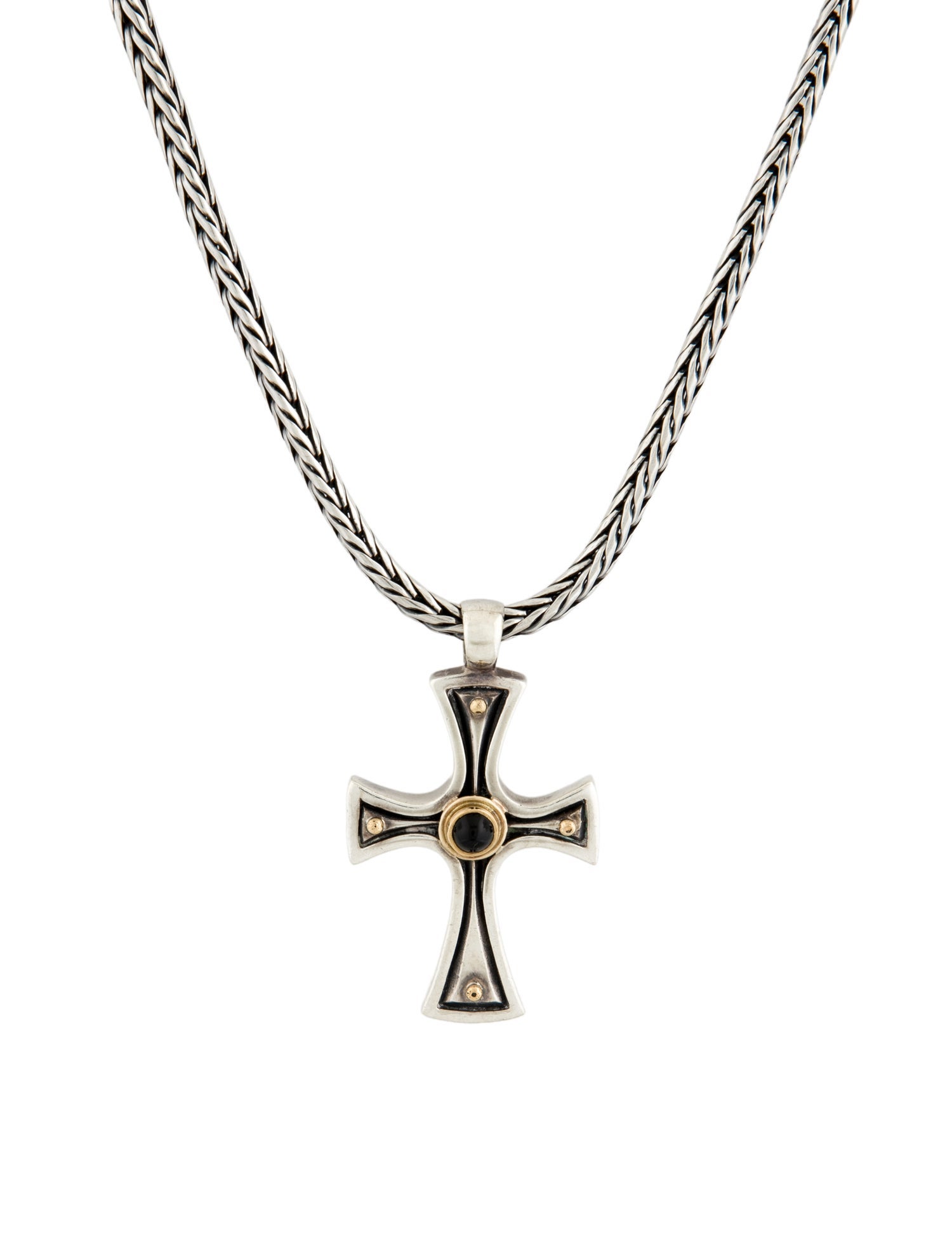 Konstantino Two-Tone Onyx Cross Necklace