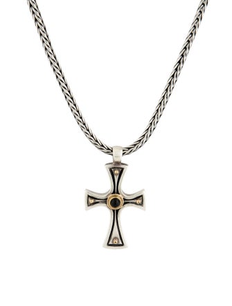 Konstantino Two-Tone Onyx Cross Necklace