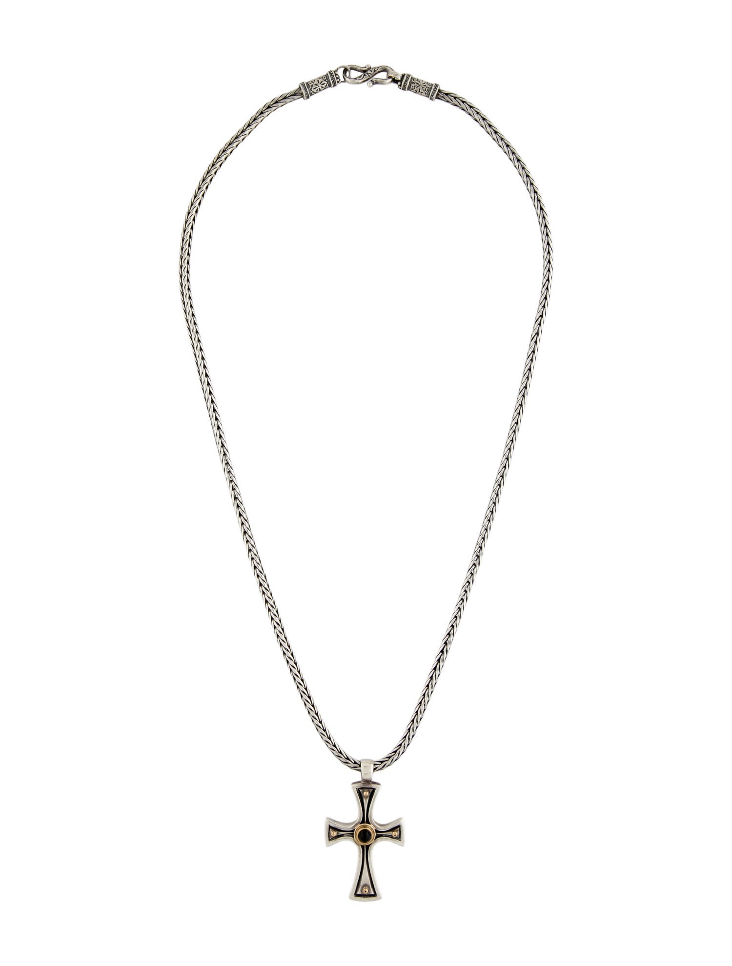 Konstantino Two-Tone Onyx Cross Necklace