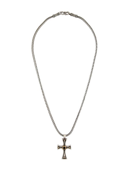 Konstantino Two-Tone Onyx Cross Necklace