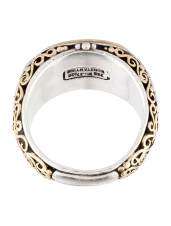 Konstantino Two-Tone Cross Signet Ring
