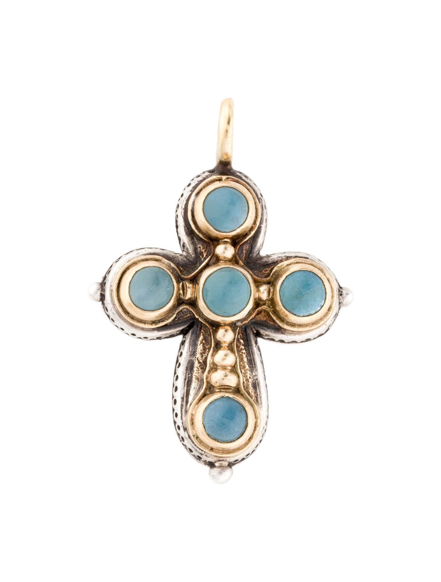 Konstantino Aquamarine Two-Tone Cross Pendant