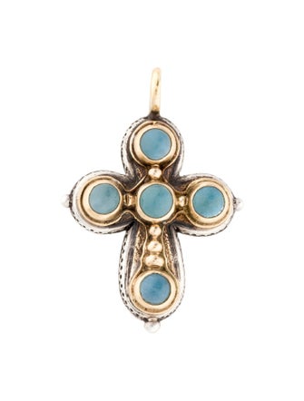 Konstantino Aquamarine Two-Tone Cross Pendant