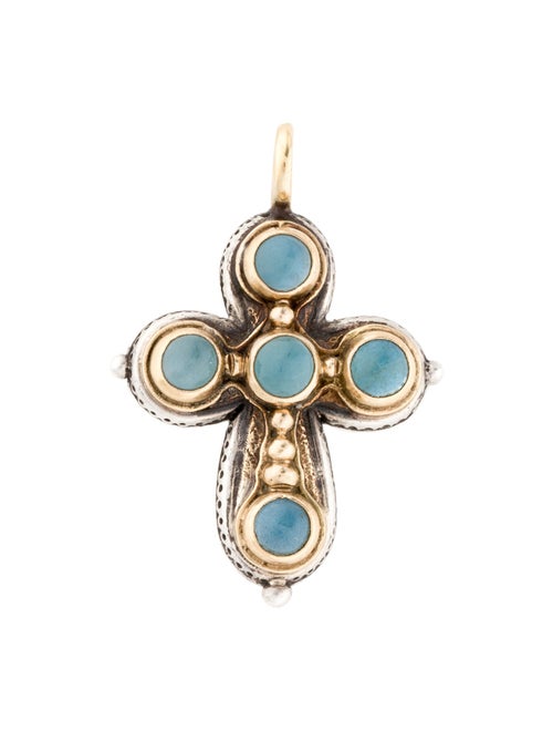 Konstantino Aquamarine Two-Tone Cross Pendant