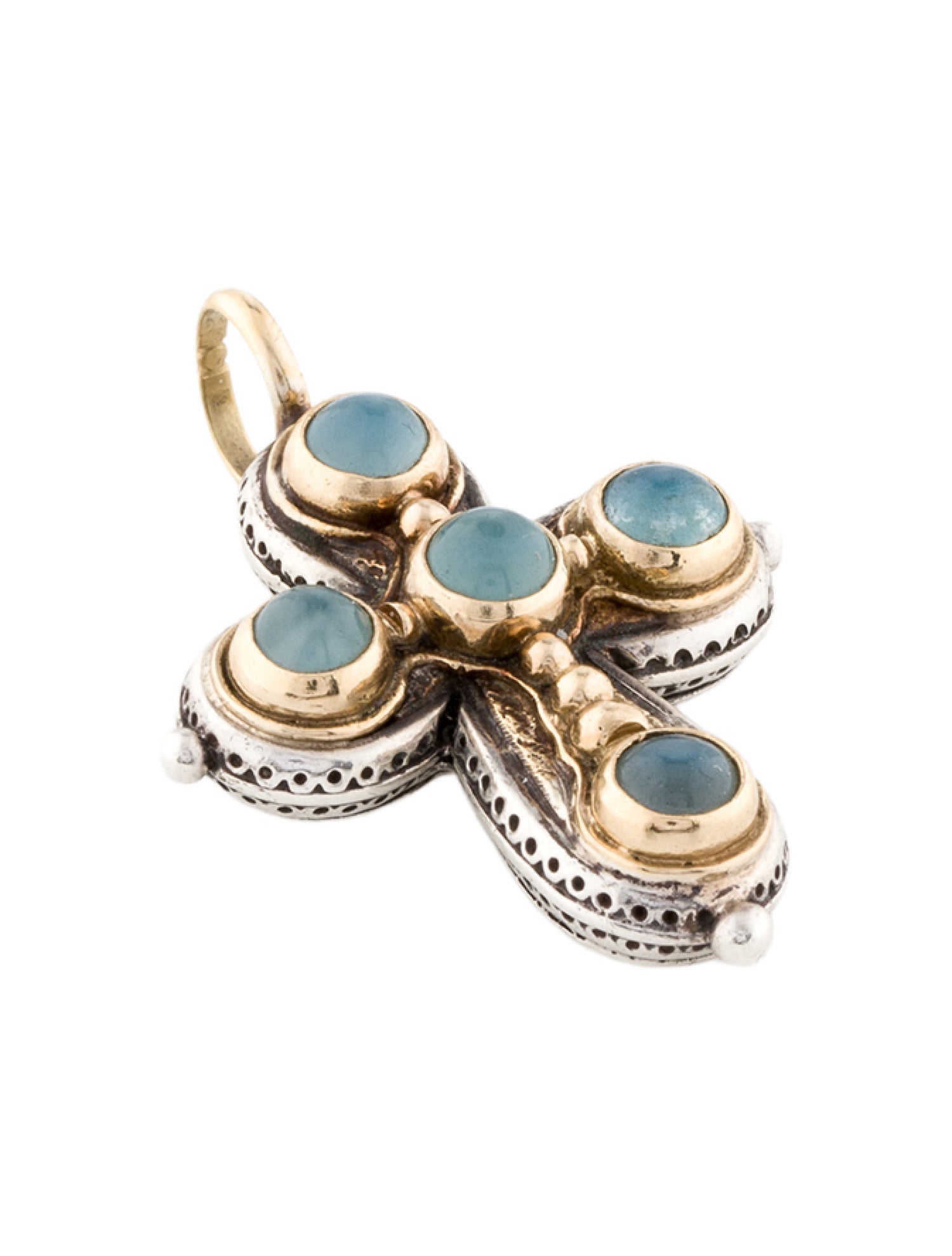 Konstantino Aquamarine Two-Tone Cross Pendant