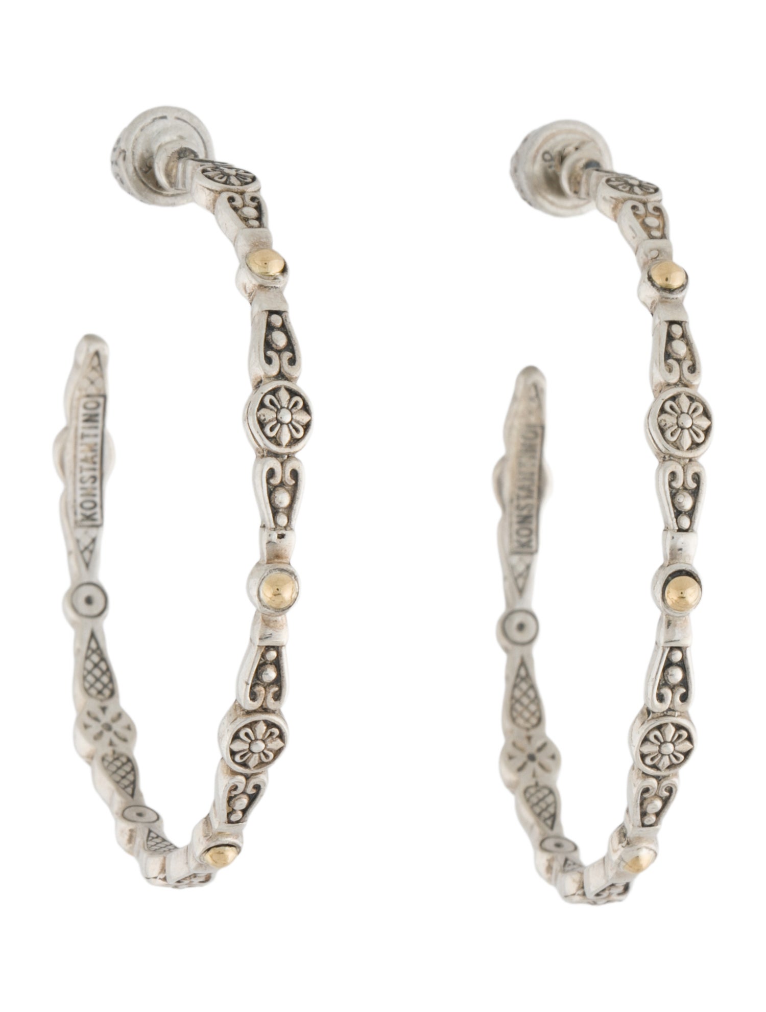 Konstantino Two-Tone Large Dotted Hoop Earrings