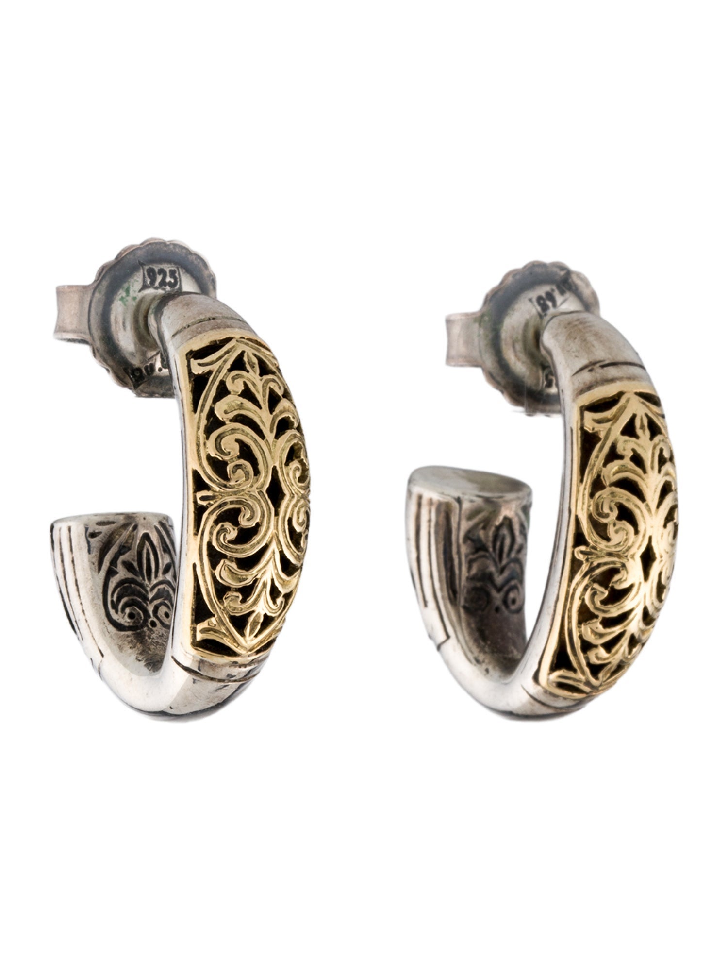 Konstantino Two-Tone Classic Filigree Hoop Earrings